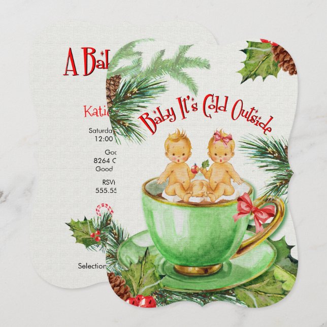 Bebé hace frío afuera | Invitación de Baby Shower (Anverso / Reverso)