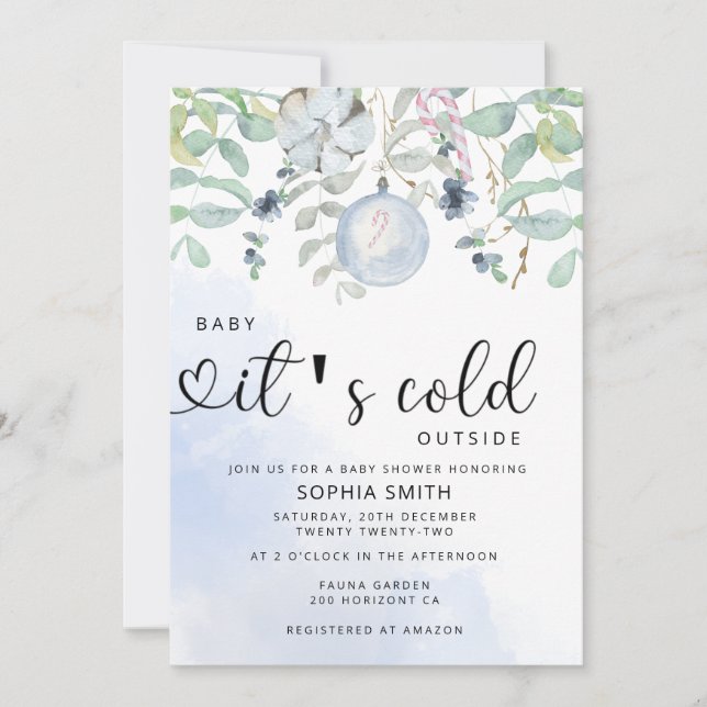 Bebé hace frío afuera invitación de baby shower (Anverso)