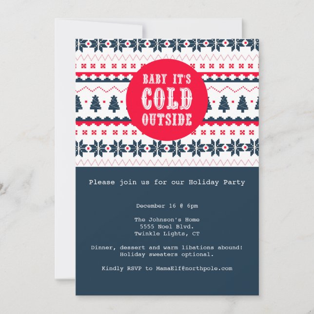 Bebé hace frío afuera | Invitación de fiesta de va (Anverso)