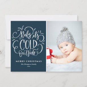 Bebé hace frío fuera de la foto de Navidad Blue Me