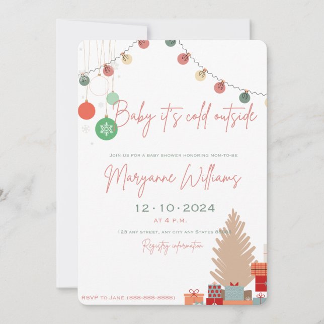 Bebé, hace frío fuera de la invitación a la ducha  (Anverso)