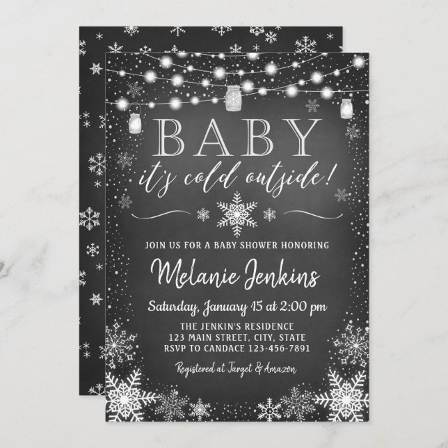 Bebé, hace frío fuera de la invitación de Baby Sho (Anverso / Reverso)
