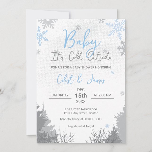 Bebé, hace frío fuera de la invitación de Baby Sho (Anverso)