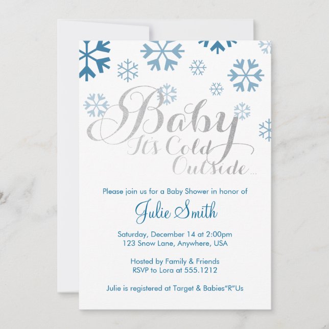 Bebé, hace frío fuera de la invitación de Baby Sho (Anverso)
