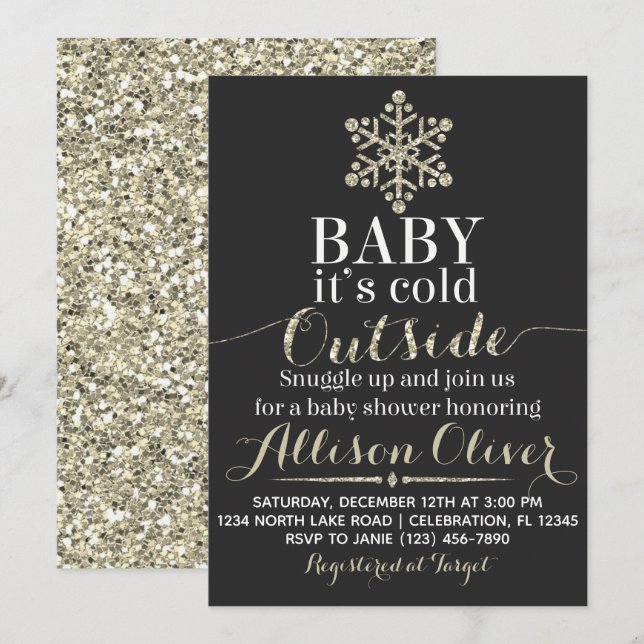 Bebé, hace frío fuera de la invitación de Baby Sho (Anverso / Reverso)