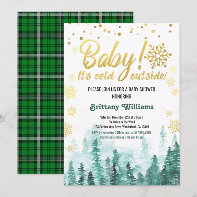 Bebé, hace frío fuera de la invitación de Baby Sho (Anverso / Reverso)