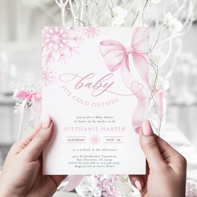 Bebé, hace frío fuera de la invitación rosa de Bab (Subido por el creador)