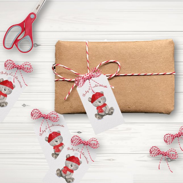 Bebé, hace frío fuera Navidades con etiqueta de re (Subido por el creador)