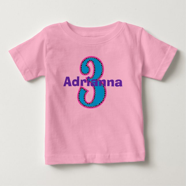 Bebé Hippe Moda tercera camiseta Chica de cumpleaños (Anverso)