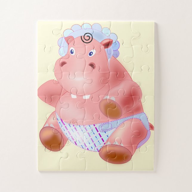 Bebé Hippo Personalizado del rompecabezas (Vertical)