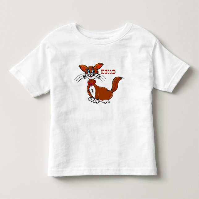 Bebé Imagen de gato impresa en camiseta (Anverso)