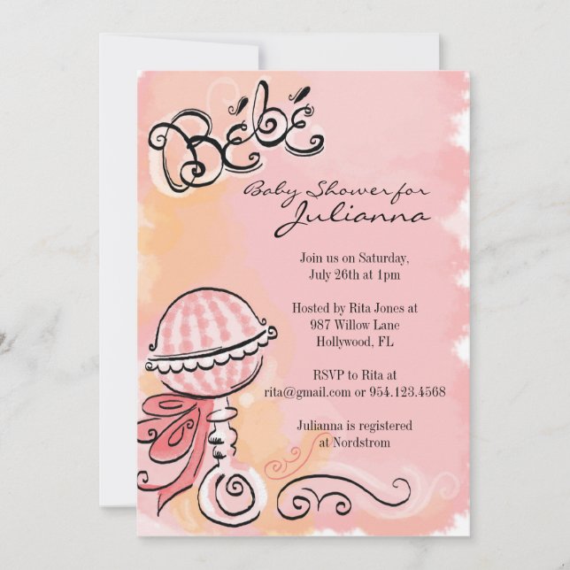 Bebe - Invitación Baby Shower inspirada en Francia (Anverso)