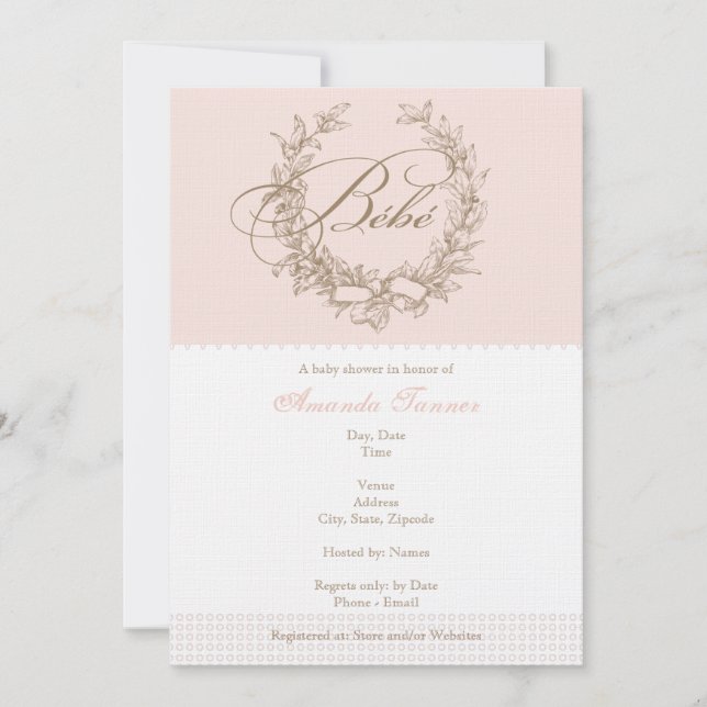 Bebe - invitación rosada de Baby Shower del (Anverso)