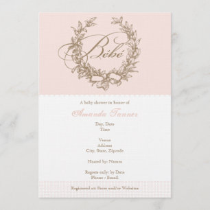 Bebe - invitación rosada de Baby Shower del