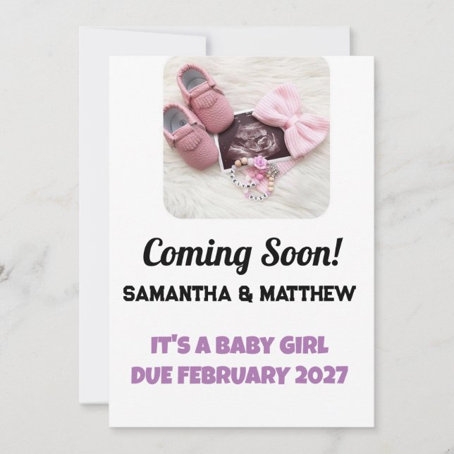 Bebé Invitación Ultrasonido Foto Embarazo (Anverso)