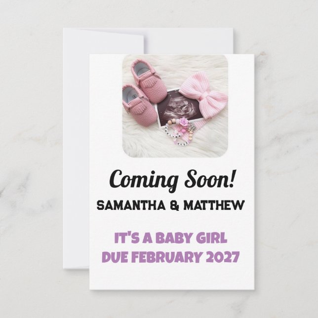 Bebé Invitación Ultrasonido Foto Embarazo (Anverso)