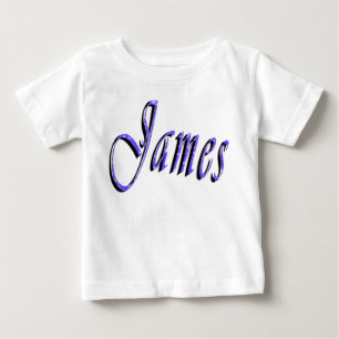 Bebé James, nombre, logotipo, camiseta de algodón blanc