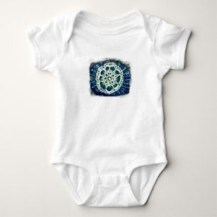Bebé Jersey Bodysuit Fondo azul mandala blanca