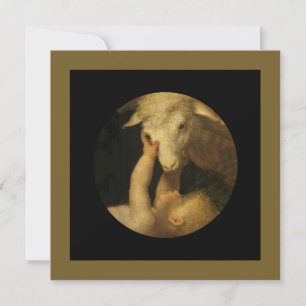 Bebé Jesús Tocando la cara del cordero