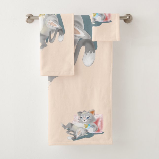 Bebé Kitten Bath Toalla Set Colores Personalizados (In situ)