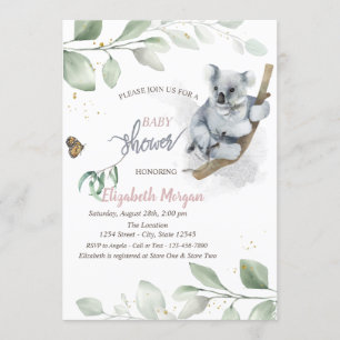 Bebé Koala Bear deja invitación a Baby Shower