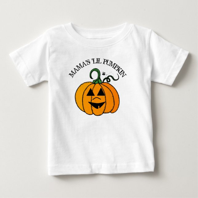 Bebé La camiseta de Halloween de la calabaza de mamá (Anverso)