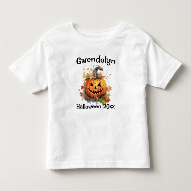 Bebé La camiseta de Halloween personaliza a Jack-o-lant (Anverso)