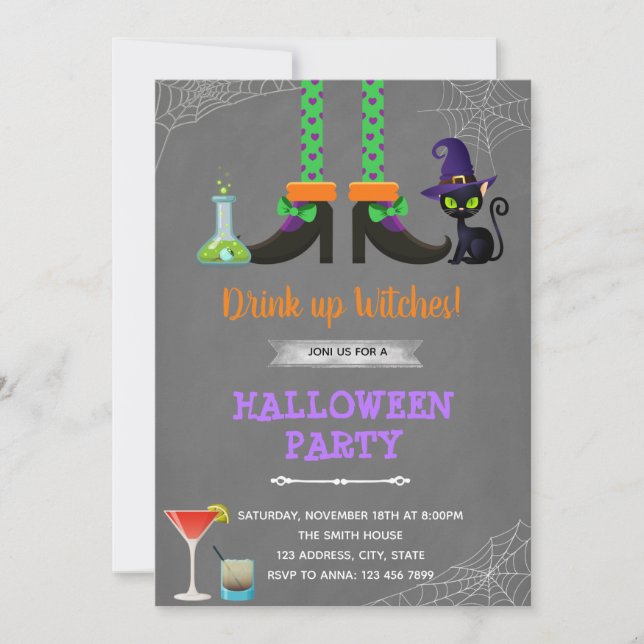 Bebe la invitación de halloween de brujas (Anverso)