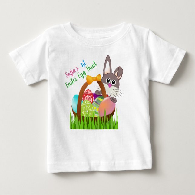 Bebé La primera camiseta de caza de huevos de Pascua de (Anverso)