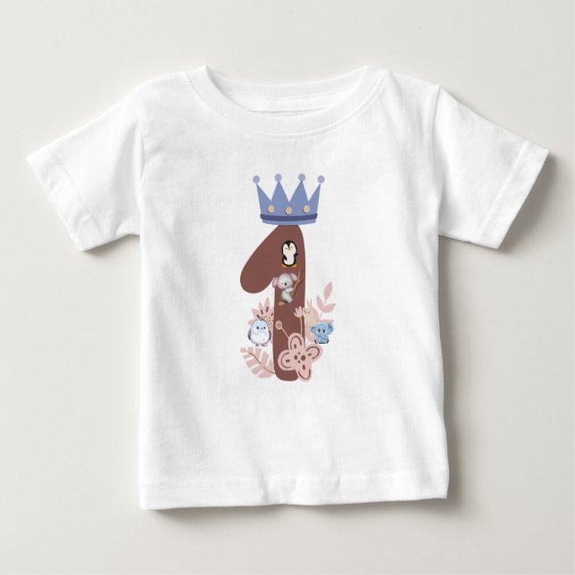 Bebé La primera camiseta de cumpleaños de Little King" (Anverso)