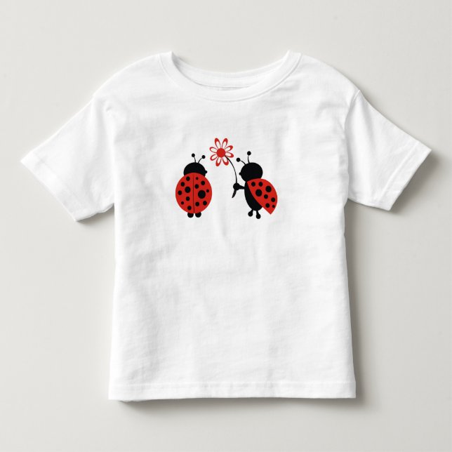 Bebé Lady Bugs Con Un Pequeño De Flor Camiseta (Anverso)