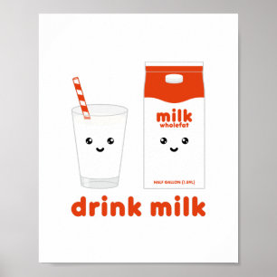 Bebe leche - Póster de diseño Kawaii