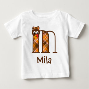 Bebé Letra turca monograma m camiseta de Acción de Grac