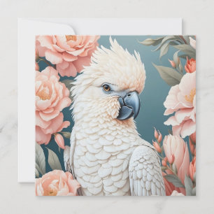 Bebé lindo Cockatoo Parrot Flores suaves rosadas