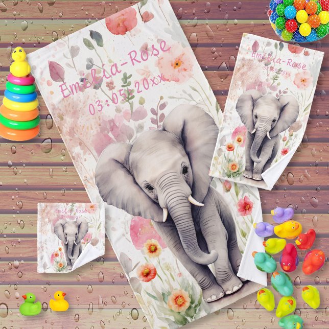 Bebé lindo Elefante Pastel de Agua Flor Primavera (Subido por el creador)