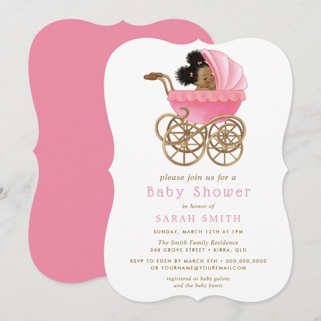 Bebé lindo en la invitación de Baby Shower rosada  (Anverso / Reverso)
