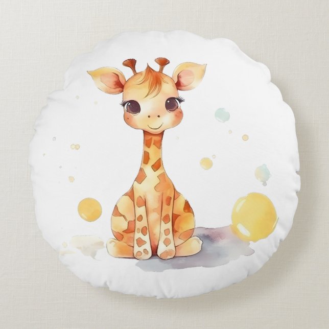 Bebé lindo Giraffe Almohada redonda (Anverso)