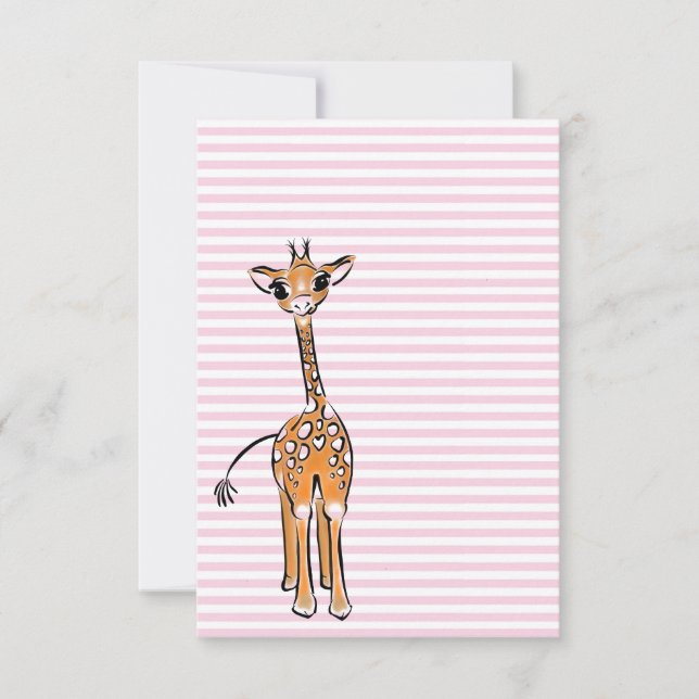 Bebé lindo Giraffe, animales de safari, rayas rosa (Anverso)