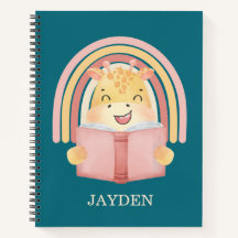 Bebé lindo Giraffe leyendo libro nombre niños arco