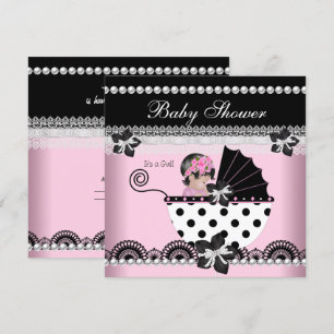 Bebé lindo invitación de baby shower niña rosa per