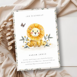 Bebé lindo león oliage Cualquier edad Invitación d