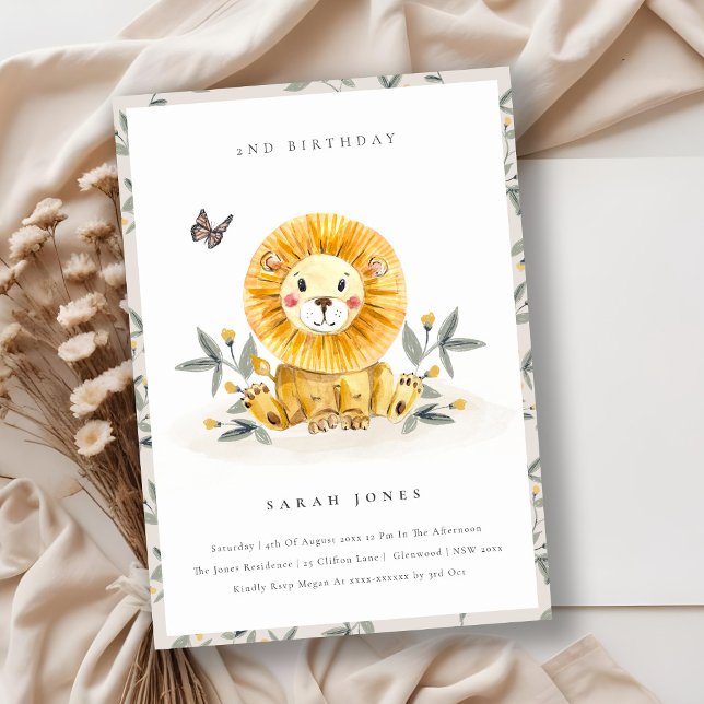 Bebé lindo león oliage Cualquier edad Invitación d (Subido por el creador)
