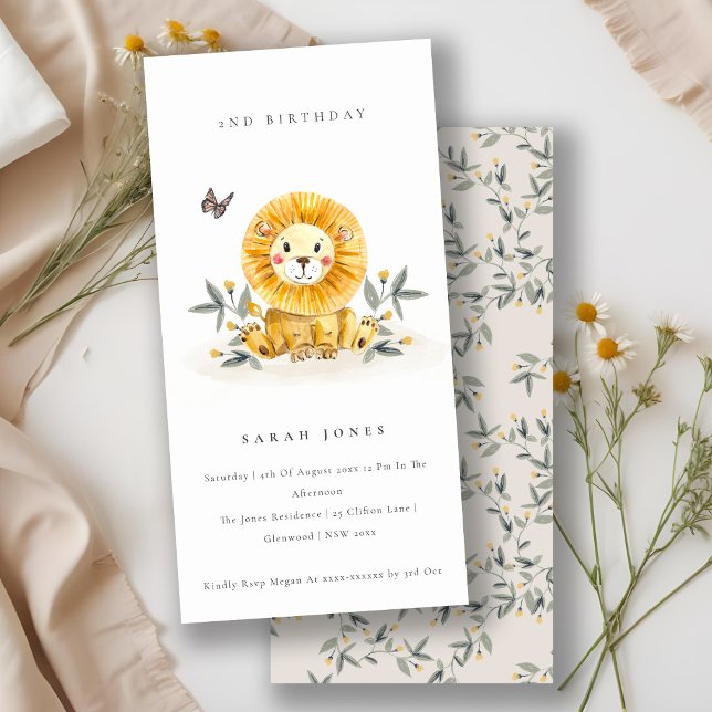 Bebé lindo león oliage Cualquier edad Invitación d (Subido por el creador)