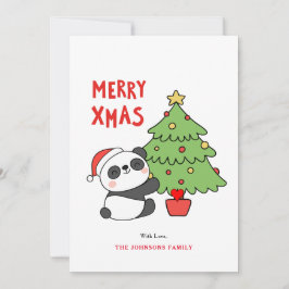 Bebé lindo oso panda con árbol de Navidad