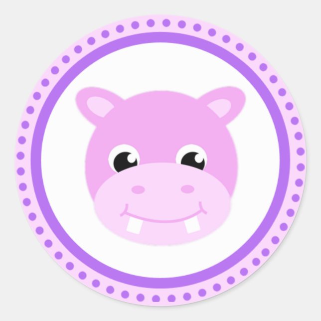 Bebé lindo Pegatinas Personalizados de Hippo (Anverso)