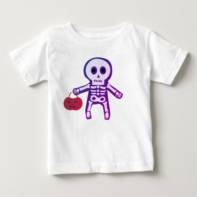 Bebé lindo Skeleton Halloween Bebé Camiseta (Anverso)