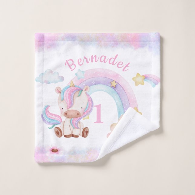 Bebé lindo unicornio niños arcoiris lavan ropa (Toallita)