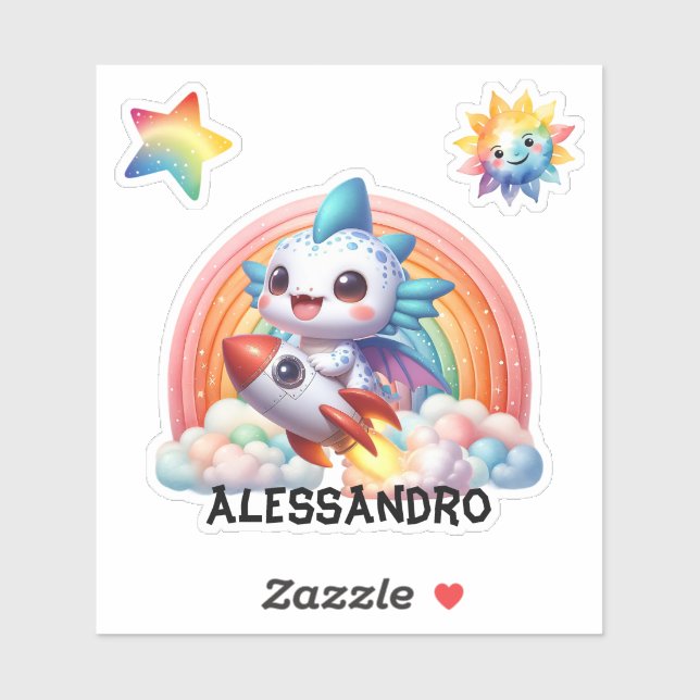 Bebé lindo volando, Pegatina Personalizado. (Hoja)