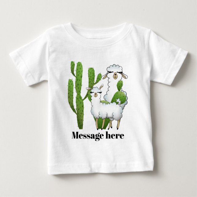Bebé Llama de Cute añade nombre o camiseta de mensaje (Anverso)
