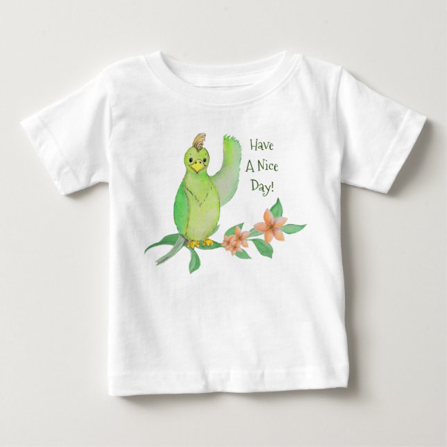 Bebé Loro Verde, Ten Un Buen Día De Camiseta (Anverso)